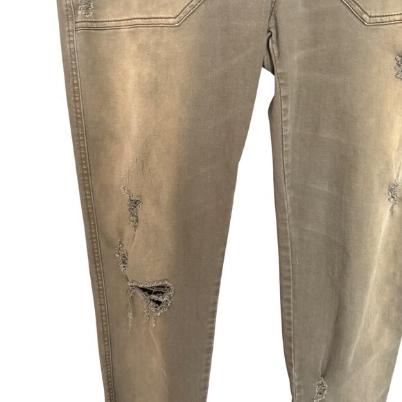 Free People Womens Olive Distressed Button-Fly Jeans Size 8 Cotton - Picture 3 of 6